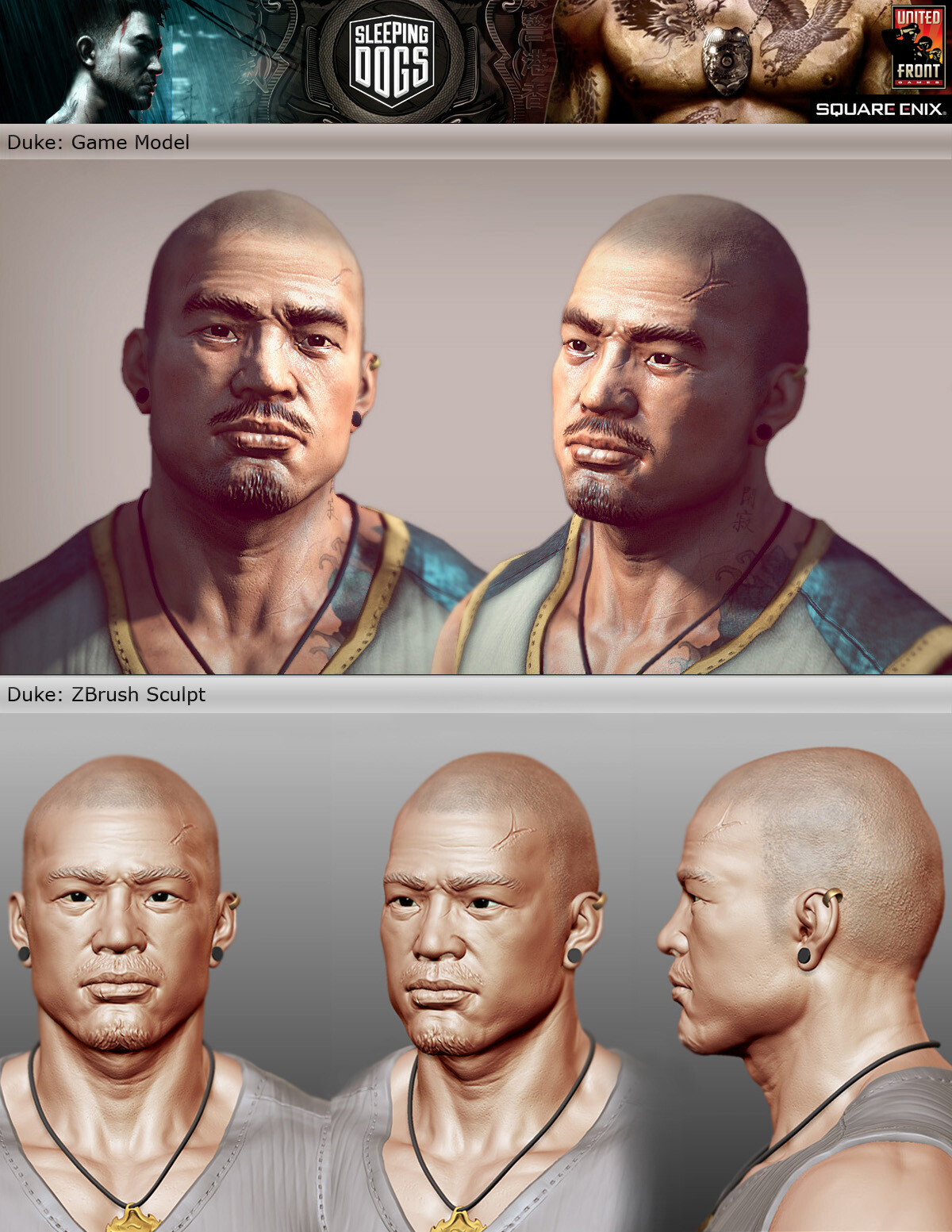 Duke - Game Model and ZBrush Sculpt from Sleeping Dogs by Pierre Bourgeot