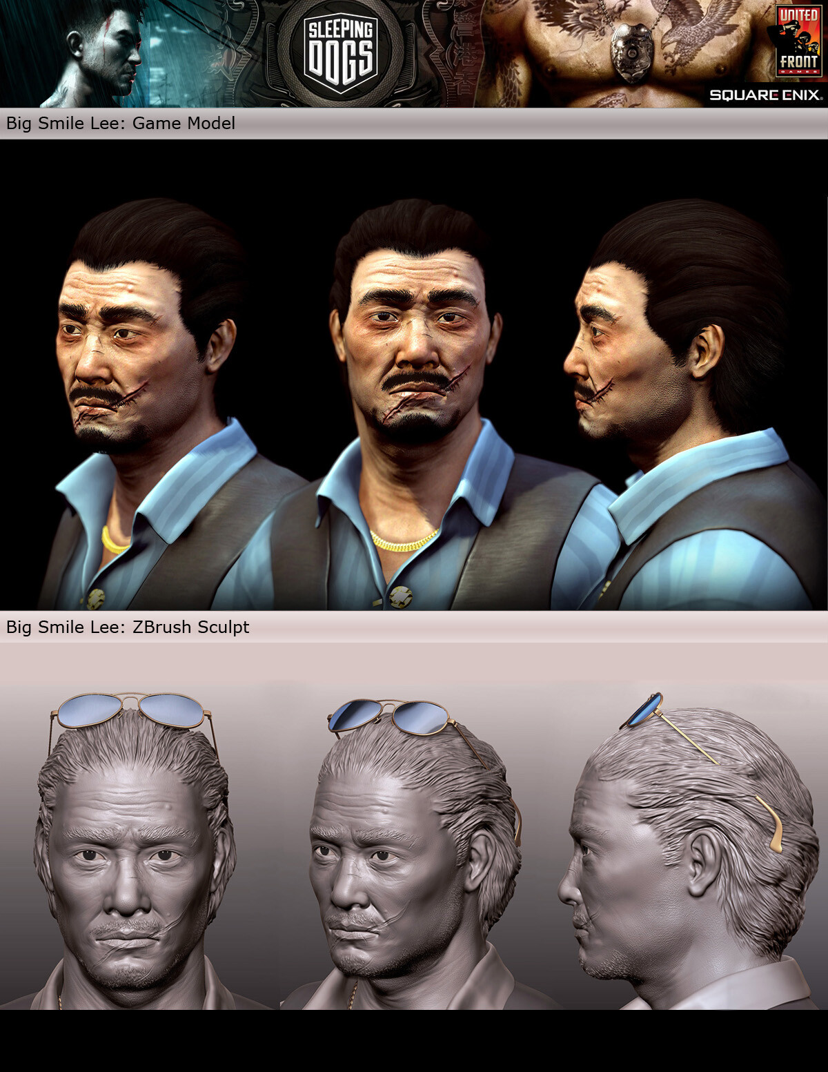Big Smile Lee - Game Model and ZBrush Sculpt from Sleeping Dogs by Pierre Bourgeot