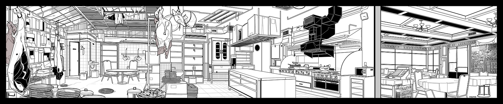 Restaurant Kitchen Panorama